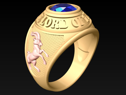 Goat Rings - War Rings - Army ring - Mens ring - N646A 3D Druckmodell