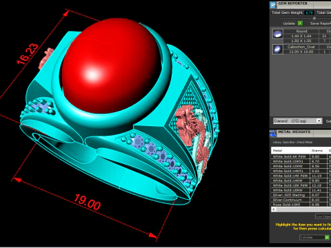 Dragon Ring - Mens Oval Stone Ring - Mens Ring - N835 3D Print Model