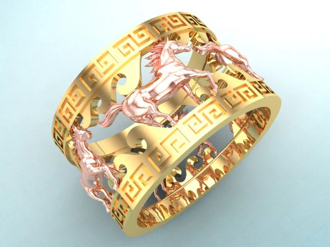 Anel de cavalo - Anel de cavalo masculino - Anel masculino - N642 Modelo de Impressão 3D