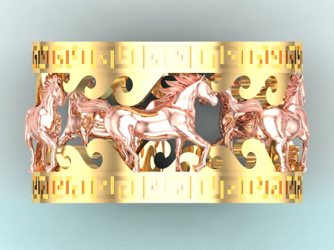 Horse Ring - Mens Horse Ring - Mens Ring - N642 3D Print Model