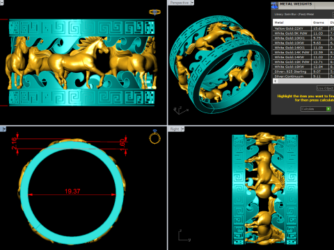 Horse Ring - Mens Horse Ring - Mens Ring - N642 3D Print Model