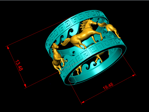 Horse Ring - Mens Horse Ring - Mens Ring - N642 3D Print Model
