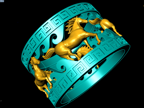 Horse Ring - Mens Horse Ring - Mens Ring - N642 3D Print Model