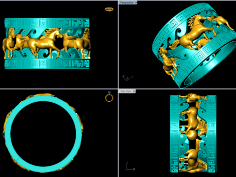 Horse Ring - Mens Horse Ring - Mens Ring - N642 3D Print Model