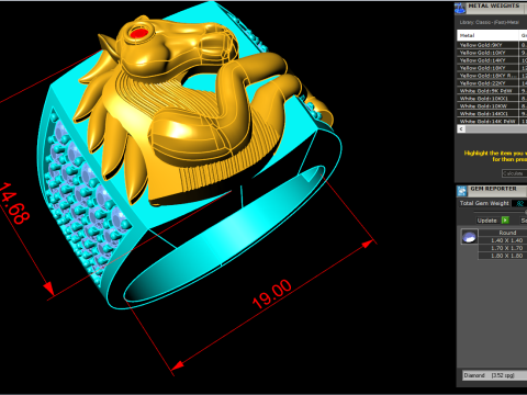 Horse ring - Mens horse ring - Mens diamond ring - N712 3D Print Model