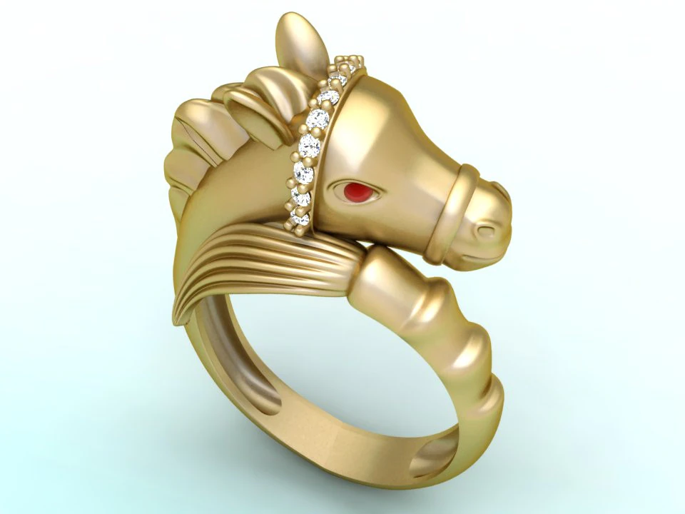 Horse ring - Horse head ring - N809 3D Print Model .c4d .max .obj .3ds .fbx .stl .blend 