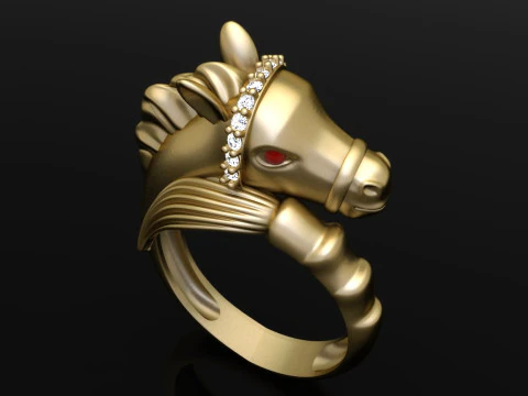 Horse ring - Horse head ring - N809 3D Print Model