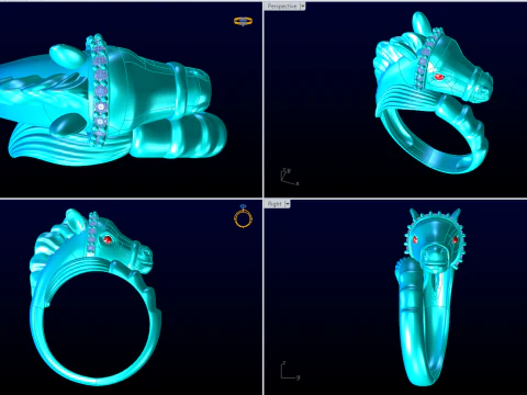 Horse ring - Horse head ring - N809 3D Print Model