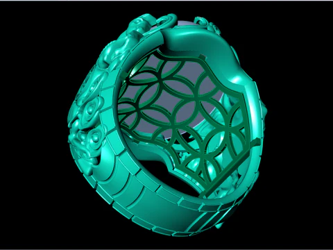 Horse ring - Mens horse ring - Mens oval stone ring - N1001 3D Print Model