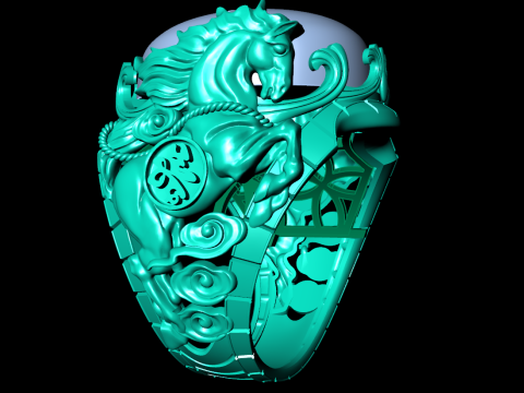 Horse ring - Mens horse ring - Mens oval stone ring - N1001 3D Принт Модель
