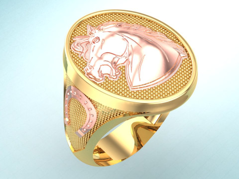 Кольцо для лошади - Мужское кольцо для лошади - Мужское кольцо - N1120 3D Принт Модель