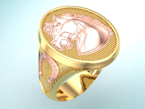 Horse ring - Mens horse ring - Mens ring - N1120 3D Print Model