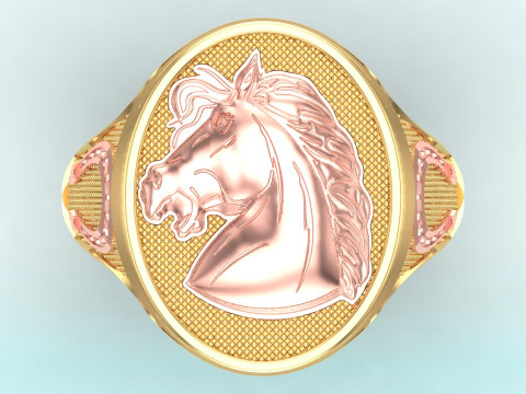 Кольцо для лошади - Мужское кольцо для лошади - Мужское кольцо - N1120 3D Принт Модель