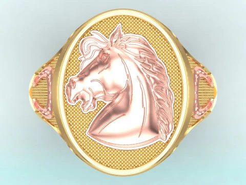 Horse ring - Mens horse ring - Mens ring - N1120 3D Print Model
