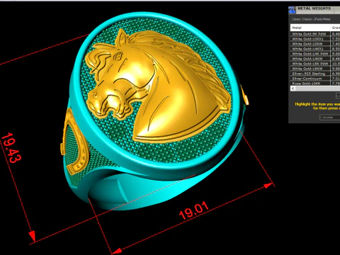 Horse ring - Mens horse ring - Mens ring - N1120 3D Print Model
