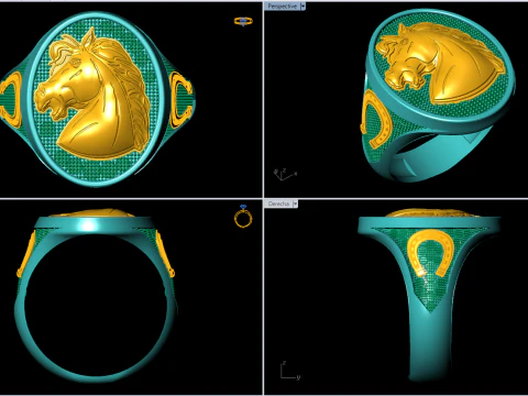 Horse ring - Mens horse ring - Mens ring - N1120 3D Print Model
