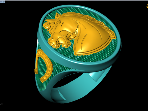 Кольцо для лошади - Мужское кольцо для лошади - Мужское кольцо - N1120 3D Принт Модель