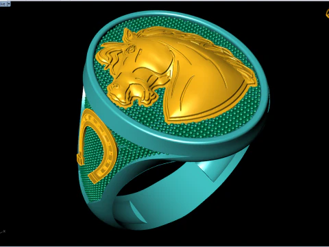 Horse ring - Mens horse ring - Mens ring - N1120 3D Print Model