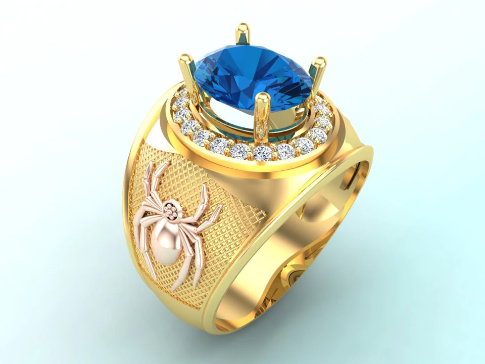 Spider ring - Mens spider ring - Mens ring - N843 3D Print Model .c4d .max .obj .3ds .fbx .stl .blend 