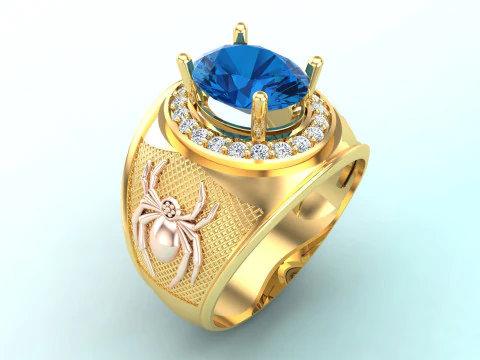 Pierścionek pająk - Męski pierścień pająk - Męski pierścionek - N843 Model do druku 3D