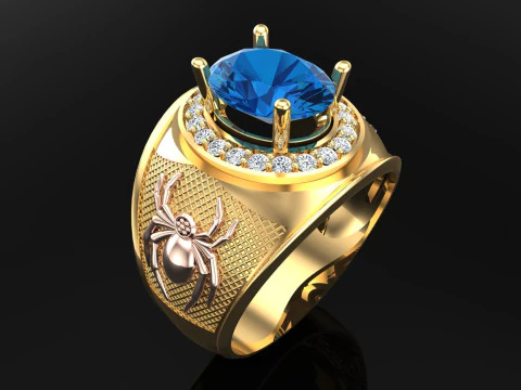 Spider ring - Mens spider ring - Mens ring - N843 3D Print Model
