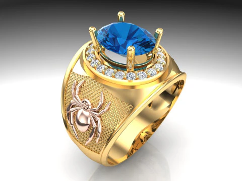 Spider ring - Mens spider ring - Mens ring - N843 3D Print Model