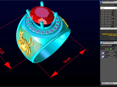 Spider ring - Mens spider ring - Mens ring - N843 3D Print Model