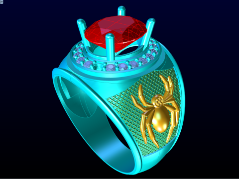 Spider ring - Mens spider ring - Mens ring - N843 Model do druku 3D
