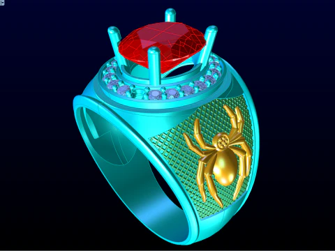 Spider ring - Mens spider ring - Mens ring - N843 3D Print Model