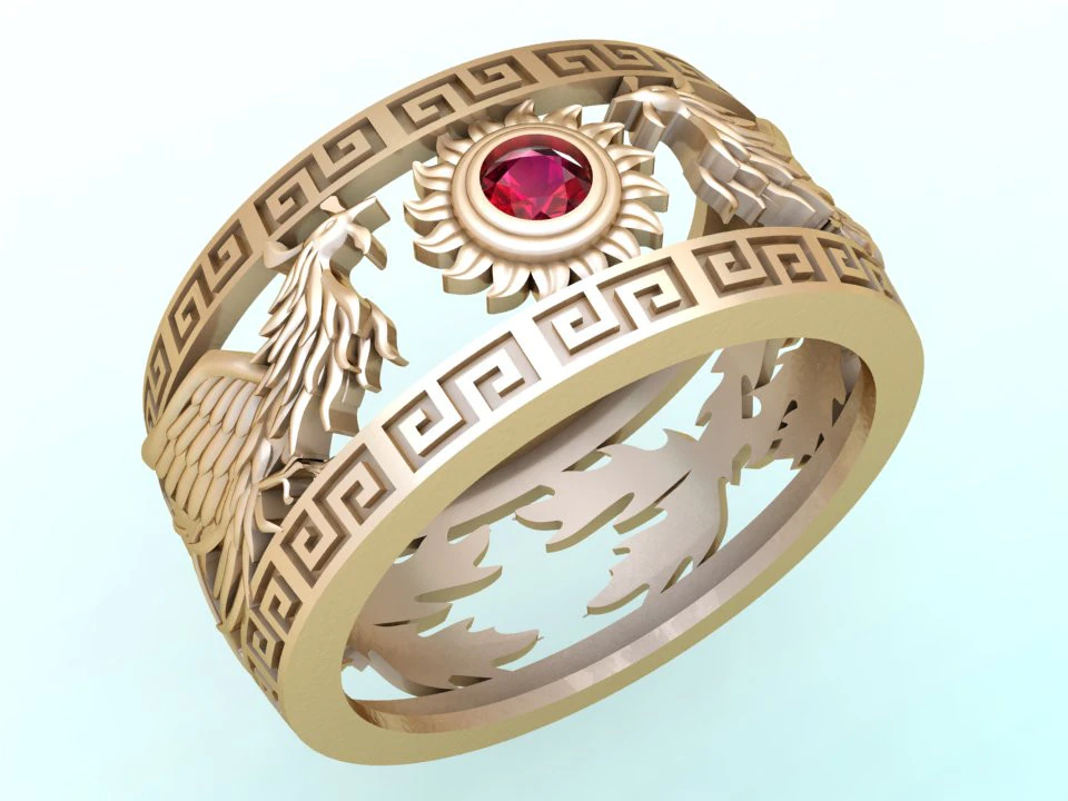 Phoenix ring - Bird ring - N917 3D Print Model .c4d .max .obj .3ds .fbx .stl .blend 