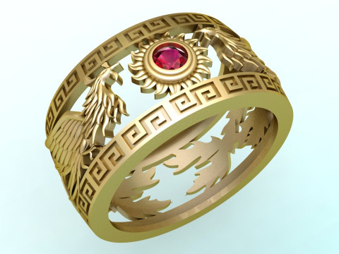 Phoenix ring - Bird ring - N917 3D Принт Модель