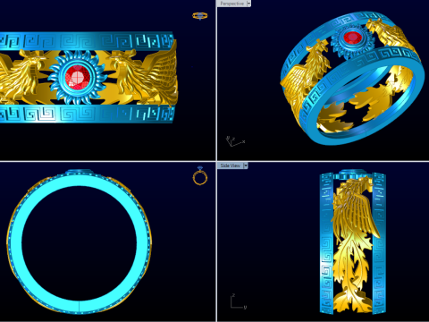 Phoenix ring - Bird ring - N917 3D Принт Модель