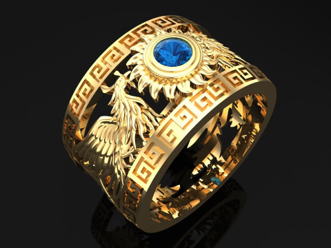 Phoenix ring - Bird ring - N1103 3D Принт Модель