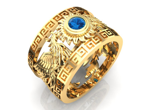 Phoenix ring - Bird ring - N1103 3D Принт Модель