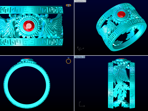 Phoenix ring - Bird ring - N1103 3D Принт Модель