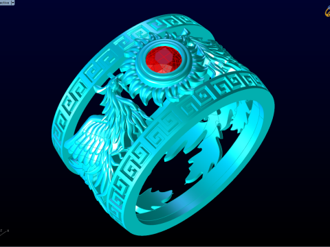 Phoenix ring - Bird ring - N1103 3D Принт Модель