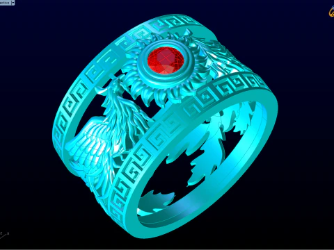 Phoenix ring - Bird ring - N1103 3D Print Model