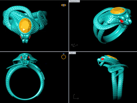 Snake ring - Cobra ring - Mens ring - N215 3D Print Model