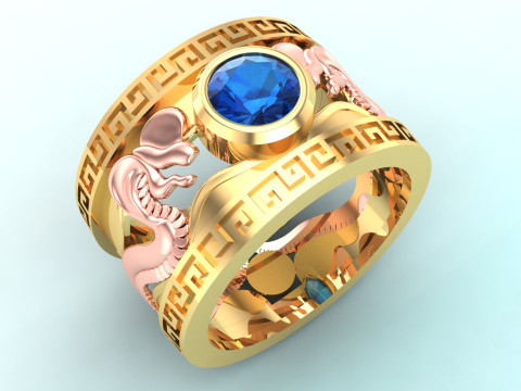 Snake Ring - Cobra ring - Mens ring - N937 Modelo de impresión 3D