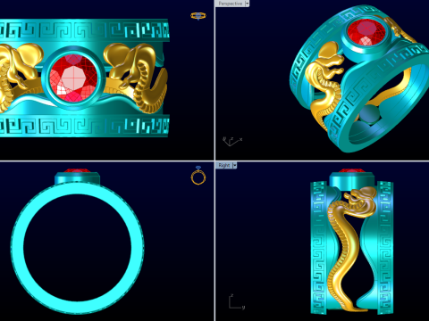 Snake Ring - Cobra ring - Mens ring - N937 Modelo de Impressão 3D