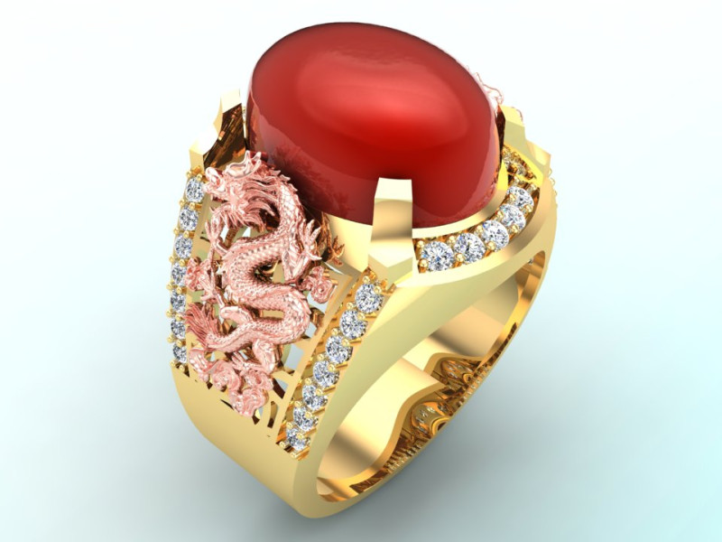 Dragon ring - Mens oval stone ring - Mens ring - N141 Model do druku 3D .c4d .max .obj .3ds .fbx .stl .blend 
