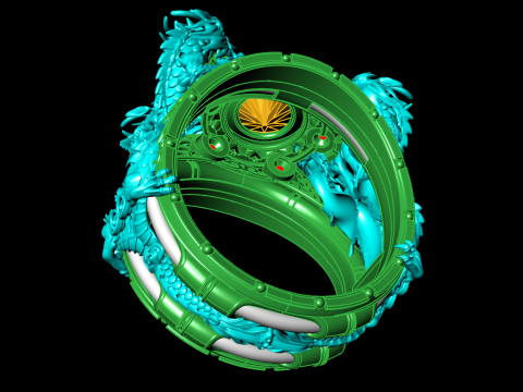 Four Dragon Ring - Dragon Ring - Mens Ring - N323 3Dプリントモデル