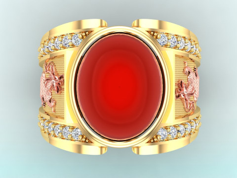 Dragon Ring - Mens Oval Stone Ring - Mens Ring - N353 3Dプリントモデル