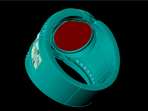 Dragon Ring - Mens Oval Stone Ring - Mens Ring - N353 3Dプリントモデル