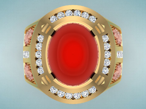 Dragon ring - Four dragons ring - Mens oval stone ring - N418 3Dプリントモデル