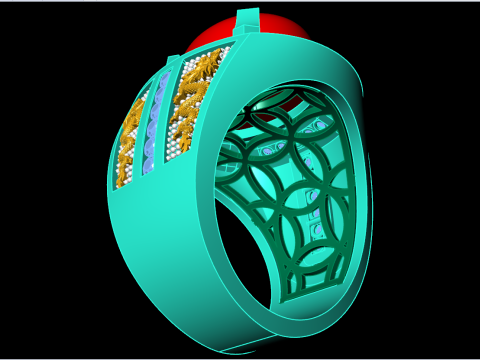 Dragon ring - Four dragons ring - Mens oval stone ring - N418 3Dプリントモデル