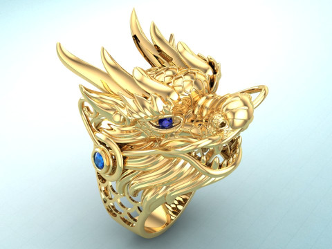 Dragon Ring - Dragon Head Ring - Mens Ring - N442 3D प्रिंट मॉडल