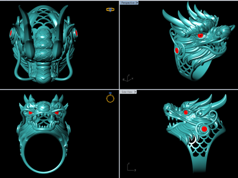 Dragon Ring - Dragon Head Ring - Mens Ring - N442 3D प्रिंट मॉडल