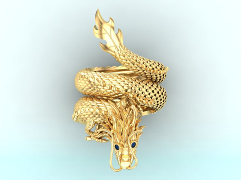 Dragon Ring - Mens Dragon Ring - Mens Ring - N627 3D Принт Модель