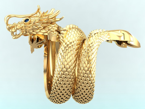 Dragon Ring - Mens Dragon Ring - Mens Ring - N627 3D Принт Модель